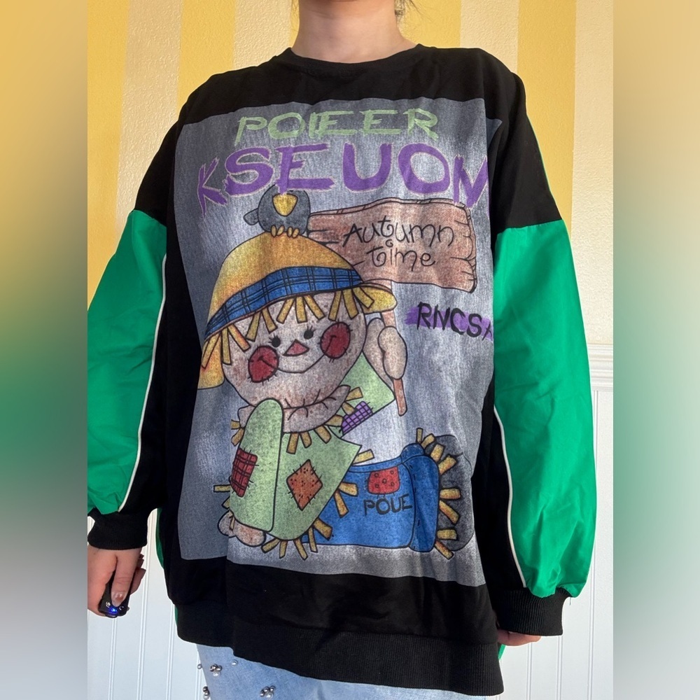 Unisex Graphic Sweatshirt with Green and Black Accents - Picture 3 of 8